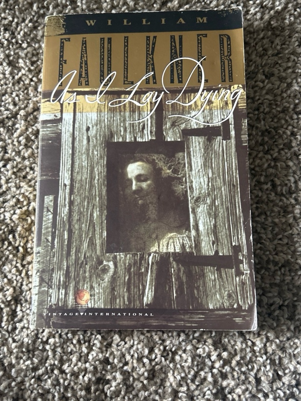 William Faulkner "As I Lay Dying" Vintage Paperback - Brown & Gold Cover